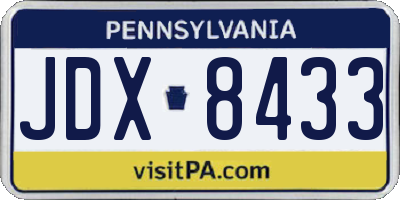 PA license plate JDX8433