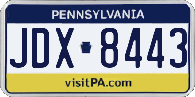 PA license plate JDX8443