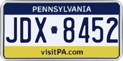 PA license plate JDX8452