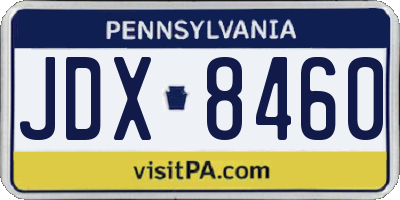 PA license plate JDX8460
