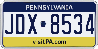 PA license plate JDX8534