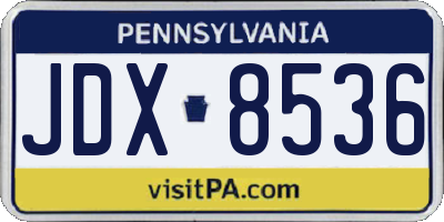 PA license plate JDX8536