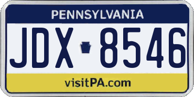 PA license plate JDX8546