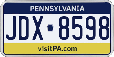 PA license plate JDX8598