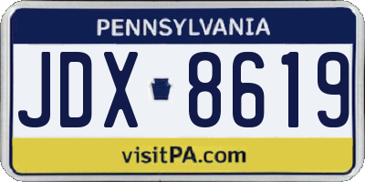 PA license plate JDX8619