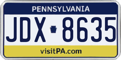 PA license plate JDX8635