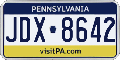 PA license plate JDX8642