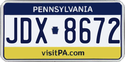 PA license plate JDX8672