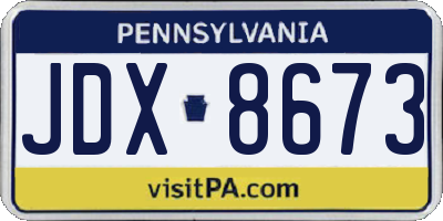 PA license plate JDX8673