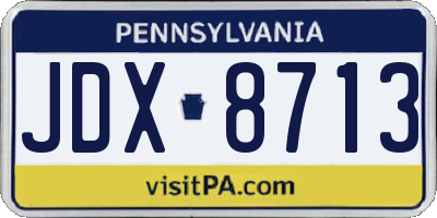 PA license plate JDX8713