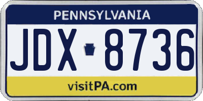 PA license plate JDX8736