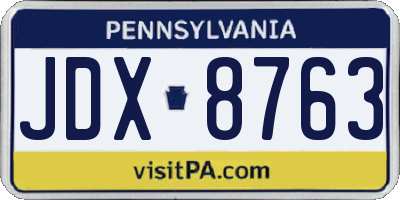PA license plate JDX8763