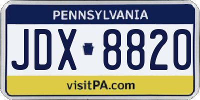 PA license plate JDX8820