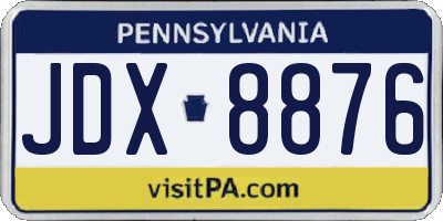 PA license plate JDX8876