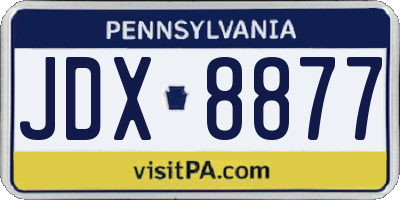 PA license plate JDX8877