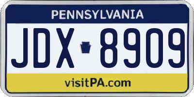PA license plate JDX8909