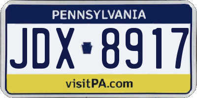 PA license plate JDX8917