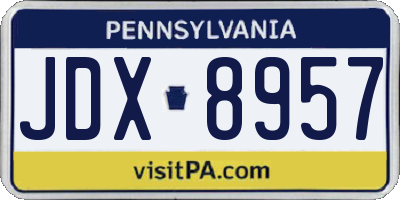 PA license plate JDX8957