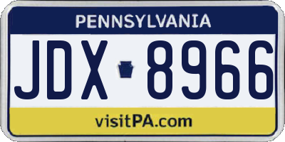 PA license plate JDX8966
