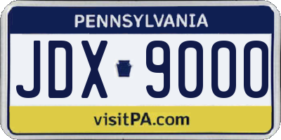 PA license plate JDX9000