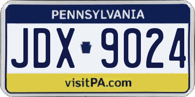 PA license plate JDX9024