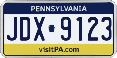 PA license plate JDX9123