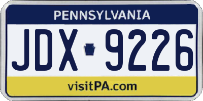 PA license plate JDX9226