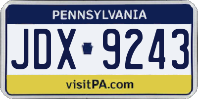 PA license plate JDX9243