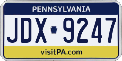 PA license plate JDX9247