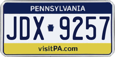 PA license plate JDX9257
