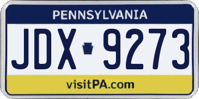 PA license plate JDX9273