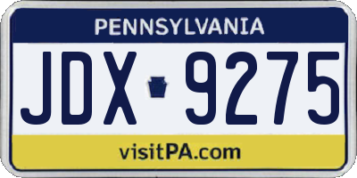 PA license plate JDX9275