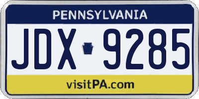 PA license plate JDX9285