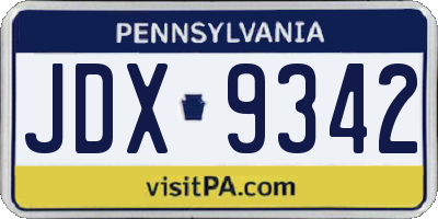 PA license plate JDX9342