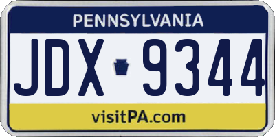 PA license plate JDX9344
