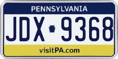 PA license plate JDX9368