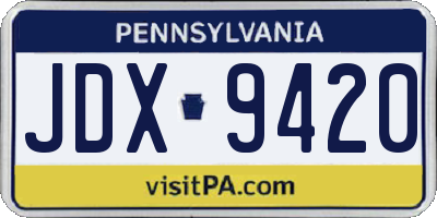 PA license plate JDX9420