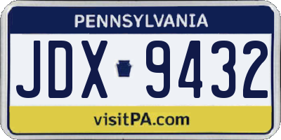PA license plate JDX9432