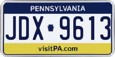 PA license plate JDX9613