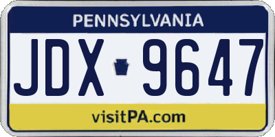 PA license plate JDX9647