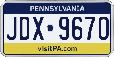 PA license plate JDX9670