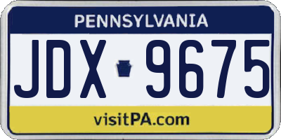 PA license plate JDX9675
