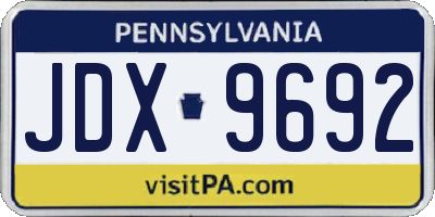 PA license plate JDX9692