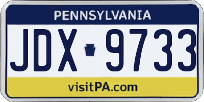 PA license plate JDX9733