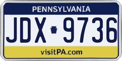 PA license plate JDX9736