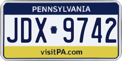 PA license plate JDX9742