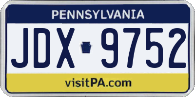 PA license plate JDX9752