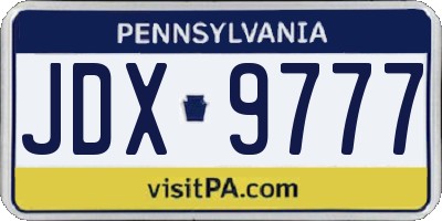 PA license plate JDX9777