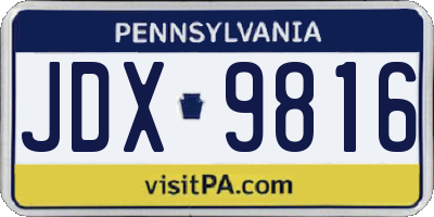 PA license plate JDX9816