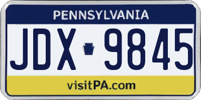 PA license plate JDX9845